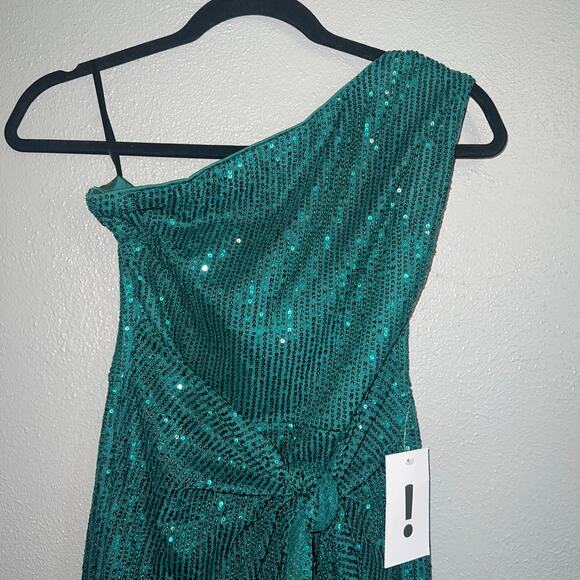 NWT Grace Karin Sequined Asymmetric One Shoulder Bodycon Midi Dress Green Size 6 - Picture 3 of 8